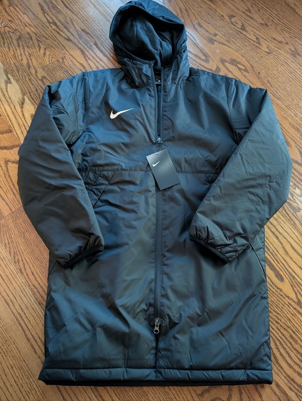 New! Nike Kids Black Quilted Hooded Puffer Jacket Unisex Size Large